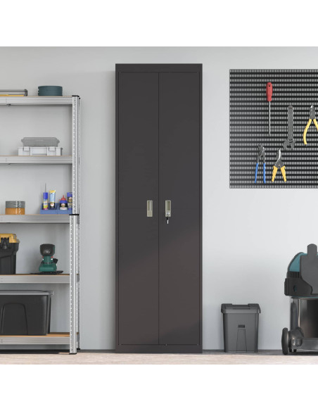 Armadio 2 pcs Nero 60 x 40 x 200 cm Acciaio