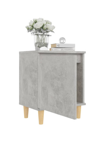 Comodini Gambe in Legno Massello 2pz Grigio Cemento 40x30x50 cm