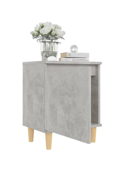 Comodini Gambe in Legno Massello 2pz Grigio Cemento 40x30x50 cm