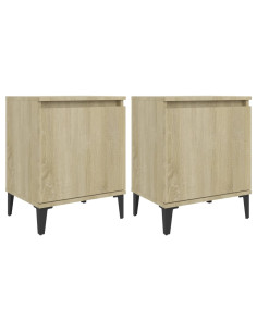 Comodini con Gambe in Metallo Rovere Sonoma 40x30x50 cm 2