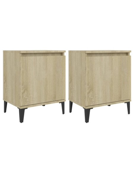 Comodini con Gambe in Metallo Rovere Sonoma 40x30x50 cm