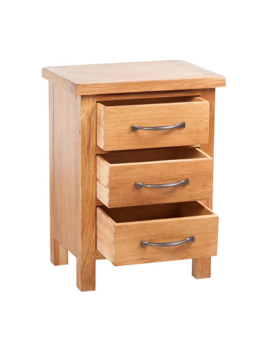 Comodino con 3 Cassetti 40x30x54 cm in Legno Massello di Rovere