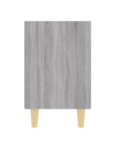 Comodino con Gambe in Legno Massello Grigio Sonoma 40x30x50 cm