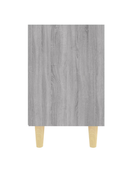 Comodino con Gambe in Legno Massello Grigio Sonoma 40x30x50 cm