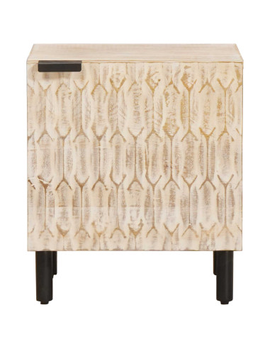 Armadio da Notte Bianco 40 x 33 x 46 cm Legno di mango massello