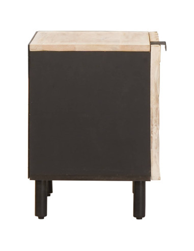 Armadio da Notte Bianco 40 x 33 x 46 cm Legno di mango massello