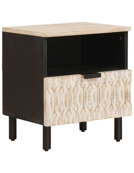 Armadio da Notte Bianco 40 x 33 x 46 cm Legno di mango massello