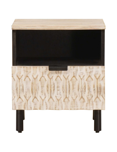 Armadio da Notte Bianco 40 x 33 x 46 cm Legno di mango massello