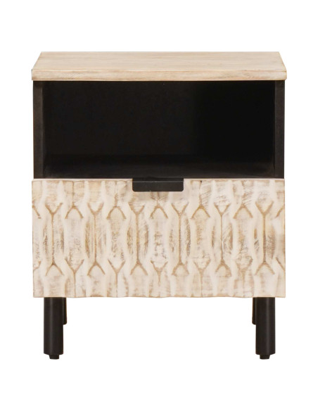 Armadio da Notte Bianco 40 x 33 x 46 cm Legno di mango massello