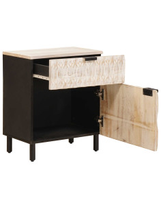 Armadio da Notte Bianco 50 x 33 x 60 cm Legno di mango massello 2