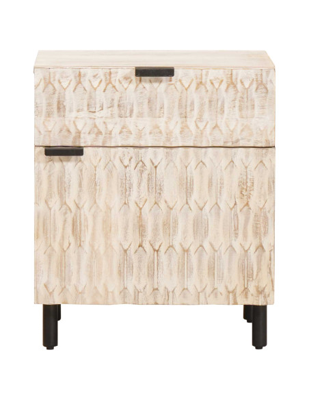 Armadio da Notte Bianco 50 x 33 x 60 cm Legno di mango massello