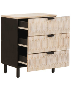 Armadio da Notte Bianco 50 x 33 x 62 cm Legno di mango massello 2