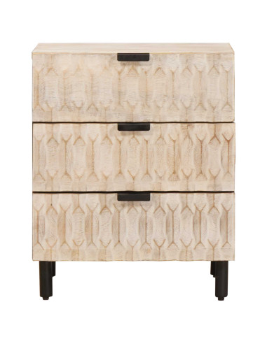 Armadio da Notte Bianco 50 x 33 x 62 cm Legno di mango massello