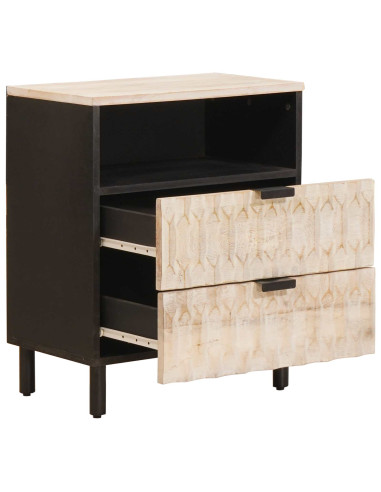 Armadio da Notte Bianco 50 x 33 x 60 cm Legno di mango massello