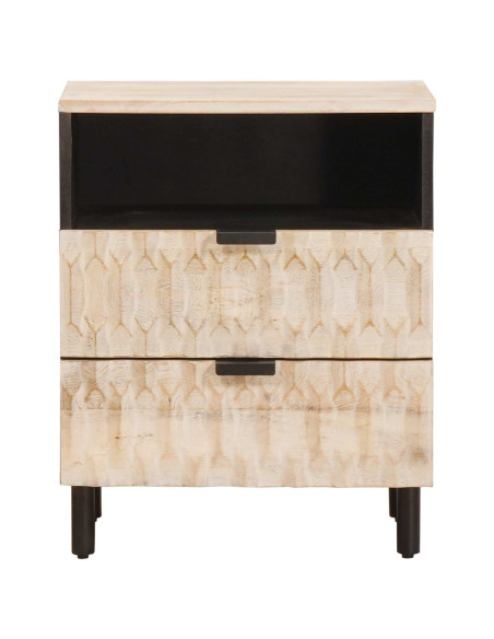 Armadio da Notte Bianco 50 x 33 x 60 cm Legno di mango massello