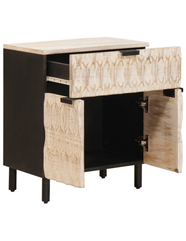 Armadio da Notte Bianco 50 x 33 x 60 cm Legno di mango massello