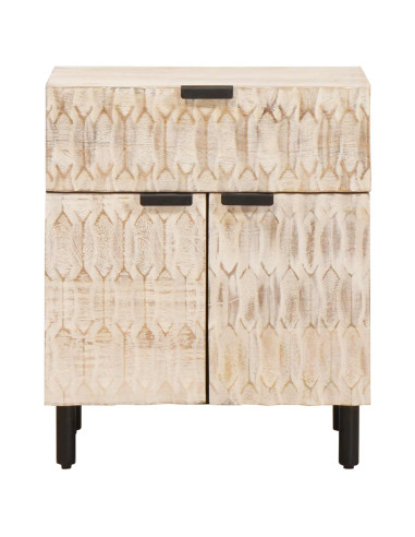 Armadio da Notte Bianco 50 x 33 x 60 cm Legno di mango massello