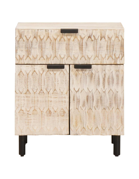 Armadio da Notte Bianco 50 x 33 x 60 cm Legno di mango massello