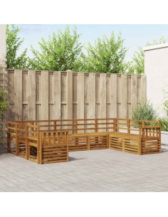 Set divani 9 pcs Naturale Legno di Acacia Massello