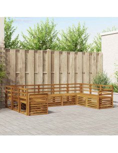 Set divani 9 pcs Naturale Legno di Acacia Massello