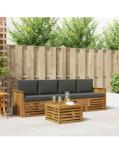 Set divani Naturale e Antracite Legno di Acacia Massello