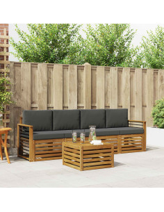 Set divani Naturale e Antracite Legno di Acacia Massello