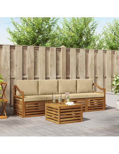 Set divani Naturale e Beige Legno di Acacia Massello