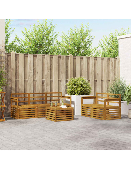 Set divani 6 pcs Naturale Legno di Acacia Massello