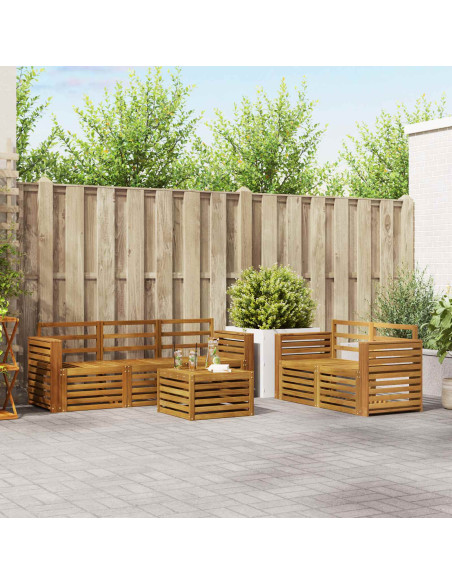 Set divani 6 pcs Naturale Legno di Acacia Massello