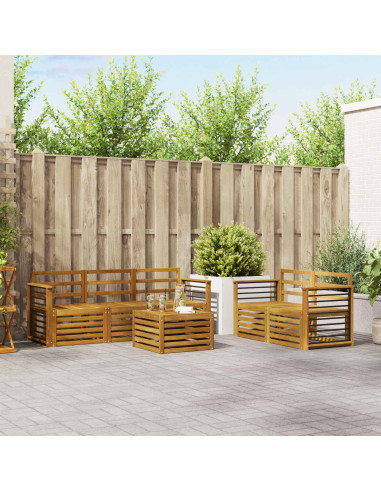 Set divani 6 pcs Naturale Legno di Acacia Massello