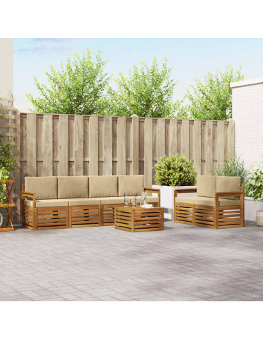 Set di divani da esterno con cuscino Naturale e Beige