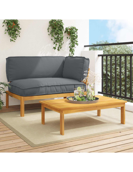 Set di divani 2 pcs Antracite Legno di Acacia Massello