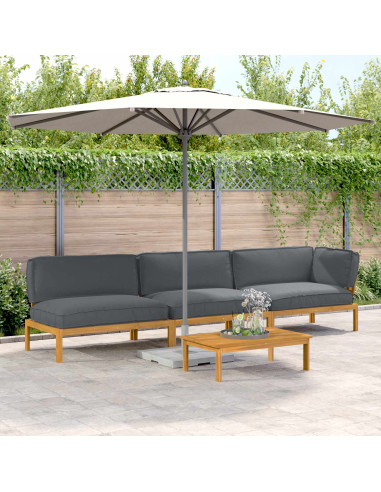 Set di divani 4 pcs Antracite Legno di Acacia Massello