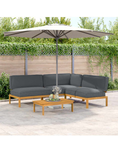 Set di divani 4 pcs Antracite Legno di Acacia Massello