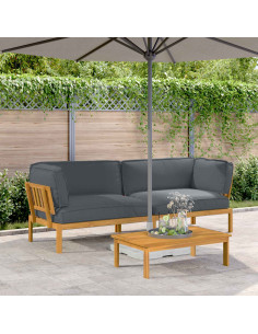 Set di divani 2 pcs Antracite Legno di Acacia Massello