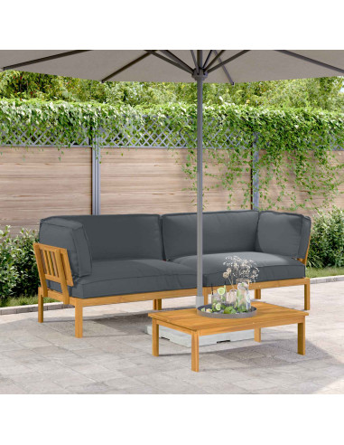 Set di divani 2 pcs Antracite Legno di Acacia Massello
