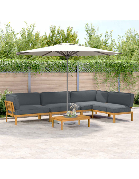 Set di divani 5 pcs Antracite Legno di Acacia Massello