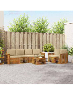 Set di divani da esterno con cuscino Naturale e Beige