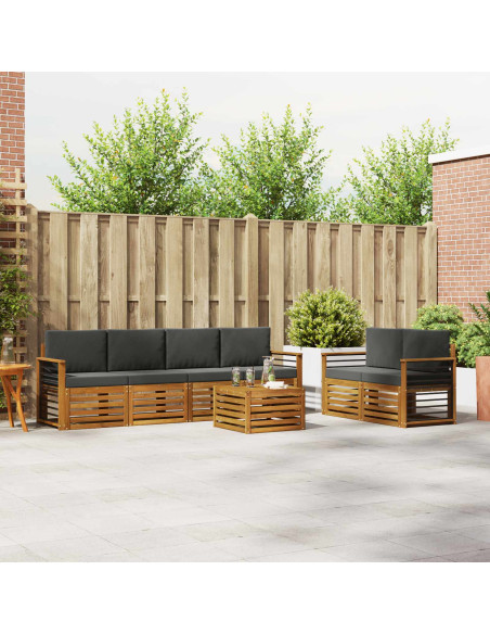 Set di divani da esterno con cuscino 7 pcs Naturale e Antracite