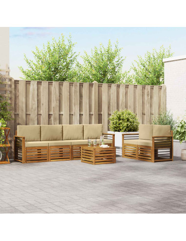 Set di divani da esterno con cuscino 7 pcs Naturale e Beige