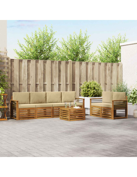 Set di divani da esterno con cuscino 7 pcs Naturale e Beige