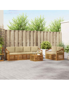 Set di divani da esterno con cuscino 7 pcs Naturale e Beige