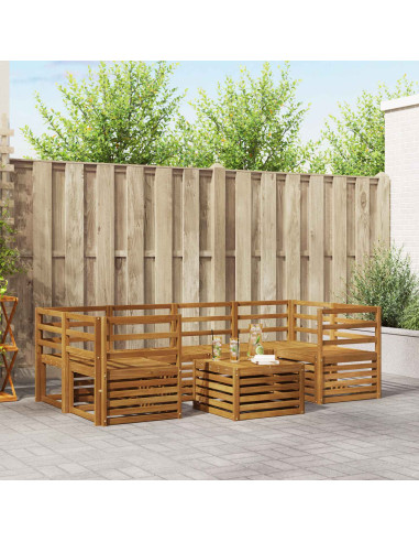 Set divani 7 pcs Naturale Legno di Acacia Massello