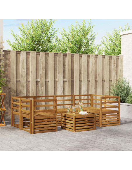 Set divani 7 pcs Naturale Legno di Acacia Massello