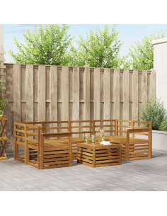 Set divani 7 pcs Naturale Legno di Acacia Massello