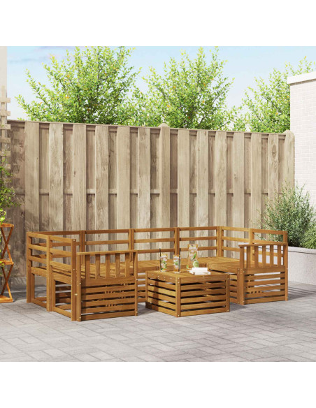 Set divani 7 pcs Naturale Legno di Acacia Massello