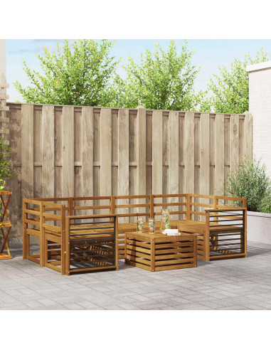 Set divani 7 pcs Naturale Legno di Acacia Massello