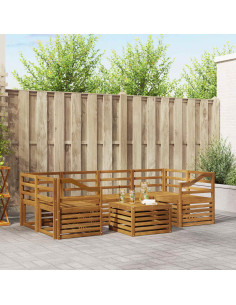 Set divani 7 pcs Naturale Legno di Acacia Massello