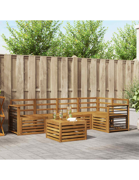 Set divani 6 pcs Naturale Legno di Acacia Massello