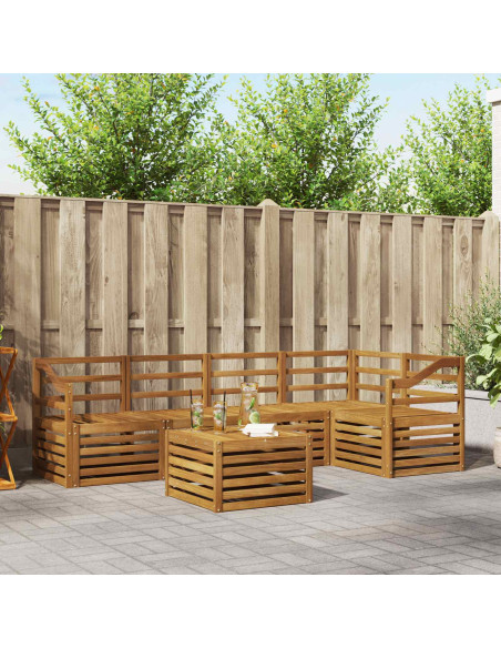 Set divani 6 pcs Naturale Legno di Acacia Massello